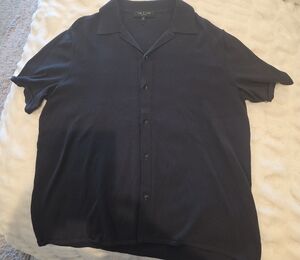 rag & bone Men's Dark Grey Casual Button-Down Shirt.
